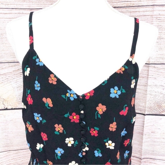 Madewell Black Button-Down V-neck Cami in Pressed Flowers Size 2 - Picture 12 of 12